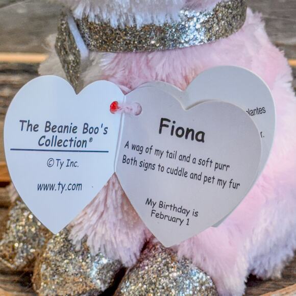 NWT Pair of Cat TY Beanie Boos-2022 Fiona the Pink Cat & 2021 Livvie the Leopard - Picture 3 of 9